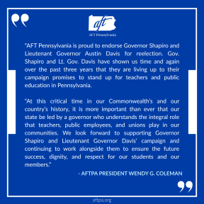 quote from the press release in white text on a bright blue background with the AFTPA logo at the top.